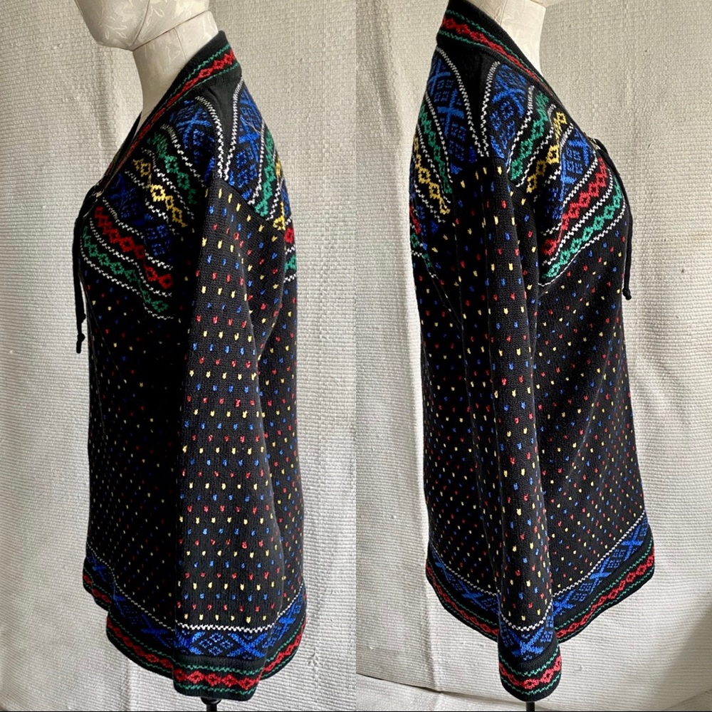 Vintage 80s OS Funky Ski Sweater Tunic Bold Colors - Picture 3 of 8